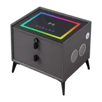 Noptiera inteligenta cu &icirc;ncărcare wireless și iluminare LED &ndash;culoare gri antracit, 2 Sertare de depozitare, difuzor Bluetooth