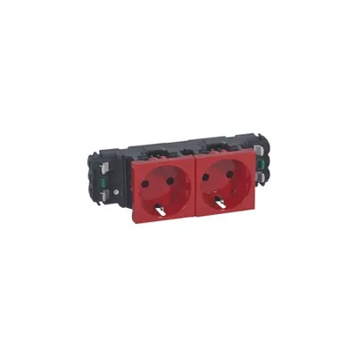 Priza Mosaic - 2 x 2P+E - pentru installation on capac flexibil DLP trunking - automatic terminals - rosu