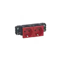 Priza Mosaic - 2 x 2P+E - pentru installation on capac flexibil DLP trunking - automatic terminals - rosu