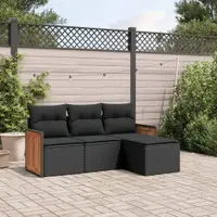 Gossi set mobilier de gradina cu perne, 4 piese, negru, poliratan