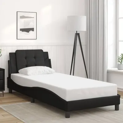vidaXL Cadru de pat fără saltea, Zadar, negru, 100x200 cm, piele ecologică
