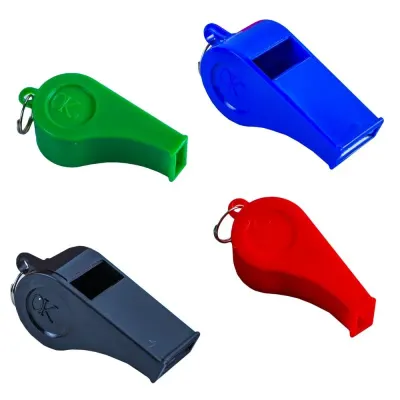 Fluier din ABS cu snur galben, lungime snur 40 cm, diverse culori