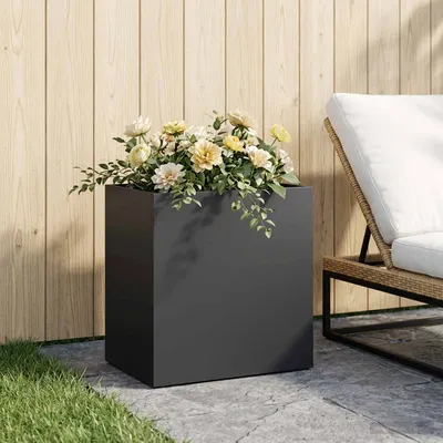 vidaXL Vază pentru Grădină Negru 50 x 30 x 50 cm Oțel laminat la rece
