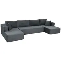 HOMCOM Canapea modulară în U 4 locuri, 2 meridiene, canapea 2 locuri, 6 perne, fără montaj, 369 x 152 x 78 cm, gri | Aosom Romania