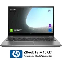 Laptop Refurbished HP ZBook Fury 15 G7 Professional Workstation, Intel Core i7-10750H 2.60 - 5.00GHz, 16GB DDR4, 512GB SSD, NVIDIA Quadro T2000 4GB, 15.6" 4K UHD Touchscreen, Win11 Pro