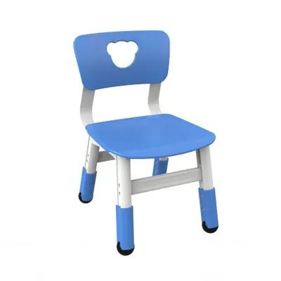 Scaun alb - albastru din plastic pentru gradinita, reglabil mas 1-2