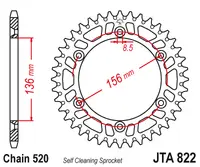JT - Foaie (spate) Aluminiu JTA822, 50 dinti - Husqvarna 90-