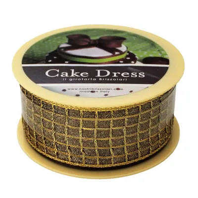 Bandă decorativă textilă Cake Dress, pentru torturi și prăjituri, 4.5cm x 10m, Gold, maron