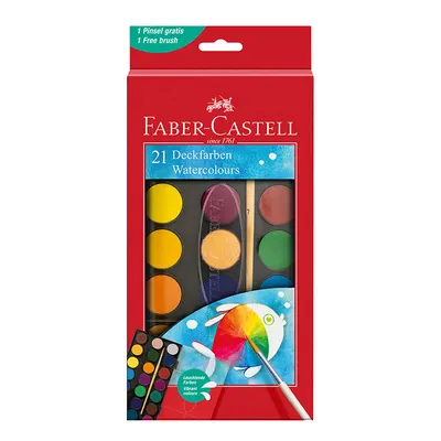 Acuarele pastila, 21culori/set (30mm) + pensula, 2023 Faber-Castell