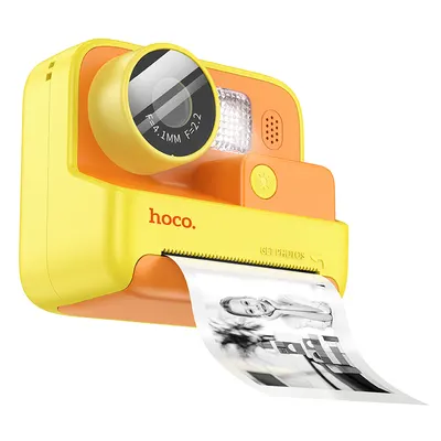 Camera Foto cu Imprimanta, pentru Copii, Hoco DV200, Memorie 32GB, Baterie 800mAh, Portocaliu si Galben Engros