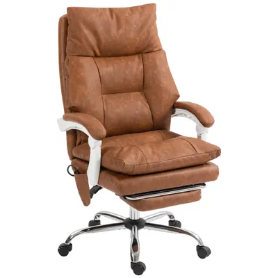 HOMCOM Scaun birou ergonomic fotoliu de birou din PU suport lombar gonflabil spătar înclinabil înălțime reglabilă maro | Aosom Romania