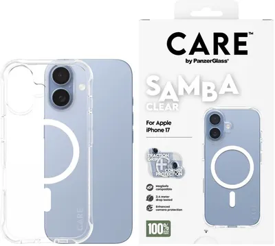 Husă CARE - Fashionable Samba, iPhone 17, White MagSafe, Clear