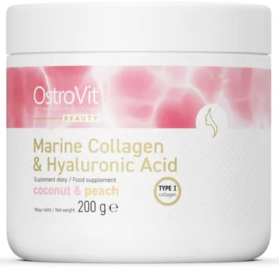 Beauty Marine Collagen & Hyaluronic Acid, cocos și piersică, 200 g, OstroVit