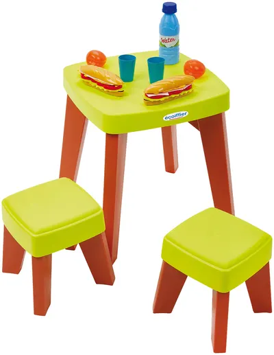 Set de joacă Ecoiffier - Masa de picnic cu taburete, 10 piese