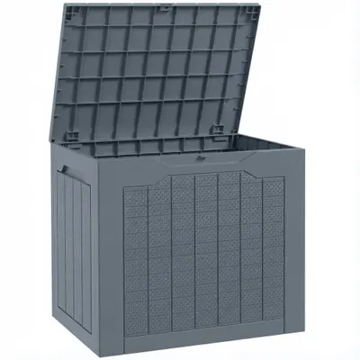 Outsunny Cufăr de Grădină cu Mânere, Container Unelte Impermeabil, 56x41x50 cm, Gri Deschis | Aosom Romania