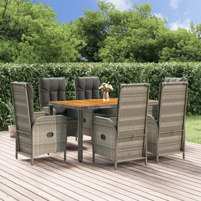 Gossi set mobilier de gradina cu perne, 7 piese, gri, poliratan