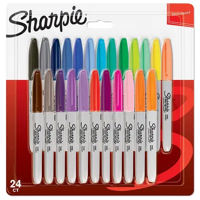 Marker permanent 0.9mm varf rotund, 24culori/set, Sharpie