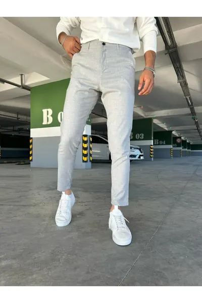Pantaloni barbati casual gri C001