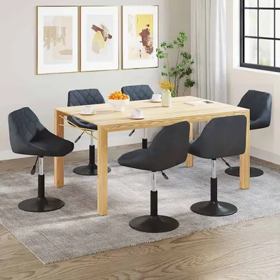 vidaXL Scaune de sufragerie pivotante, 6 buc, gri închis, catifea