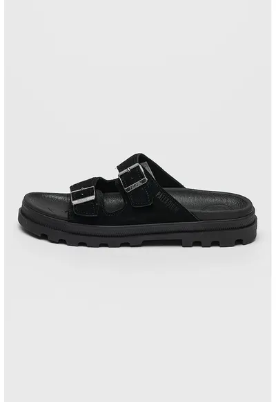 Papuci unisex din piele intoarsa cu catarama Dunelite Riviera - Negru