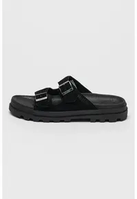 Papuci unisex din piele intoarsa cu catarama Dunelite Riviera - Negru