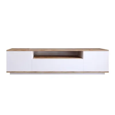 Comoda TV FR7-AW, pin atlantic + alb, 180x44,5x44,6 cm