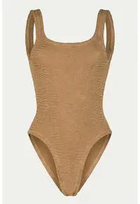 Costum de baie intreg cu aspect texturat - Maro camel