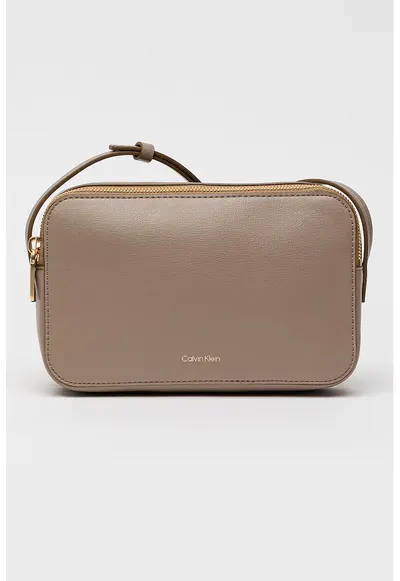 Geanta crossbody de piele ecologica cu bareta ajustabila Foil - Maro taupe