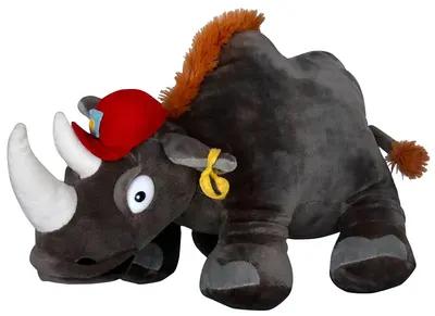 Jucărie de pluș Amek Toys - Rinocer cu pălărie, 30 cm