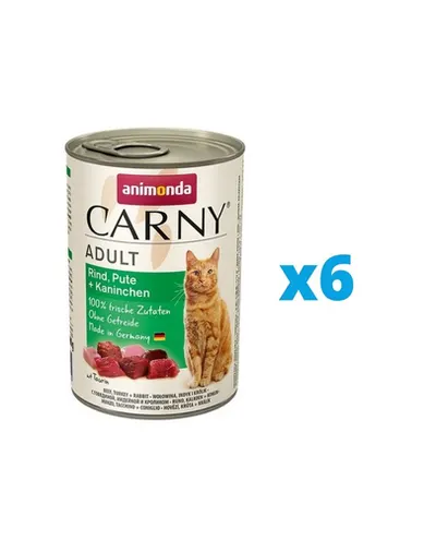 ANIMONDA Carny Adult set vita, curcan si iepure 6 x 400 g pisica adulta