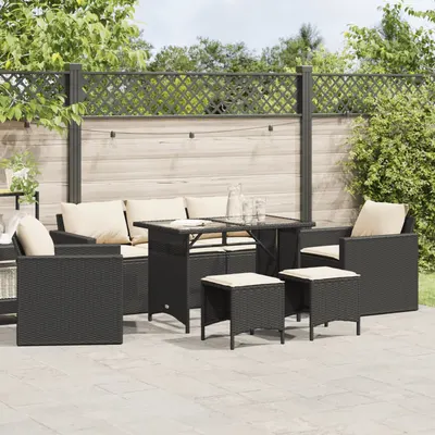 Gossi set mobilier de gradina cu perne, 6 piese, negru, poliratan