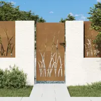 vidaXL Poartă de grădină 85x200 cm, oțel corten, design cu iarbă
