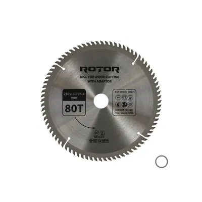 Disc taiat lemn ROTOR 250*30/25,4 cu adaptor 80T