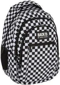 Ghiozdan școlar BackUp 8 O - Checkerboard White, cu 3 compartimente