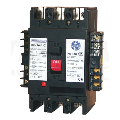 Intrerupator compact cu declansator 230 Vc.a. KM4-180/1A 3×230/400V, 50Hz, 180A, 50kA, 1×CO