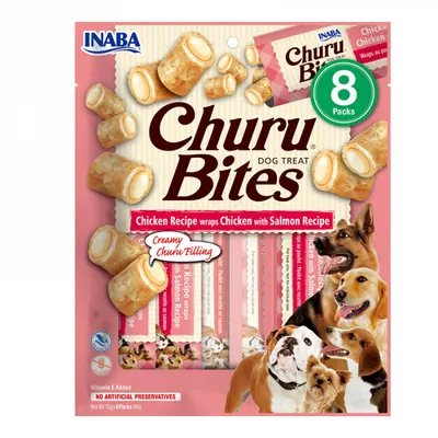 Recompense pentru caini Churu Bites cu pui somon 8 buc x 12 gr