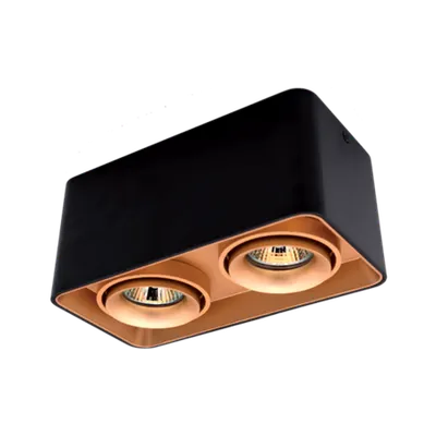 Spot Patrat Dublu Aparent Auriu/negru Dl-044