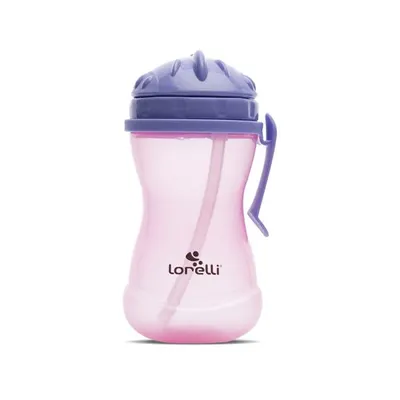 Cana sport cu clips lateral, pai moale si flexibil, capac de protectie rotativ, 360 ml, Purple Pink