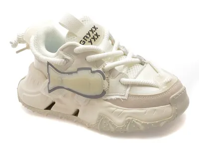 Pantofi sport GRYXX albi, 351216, din material textil si piele naturala