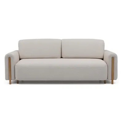 Canapea grej extensibilă/cu spațiu de depozitare cu tapițerie din țesătură bouclé 244 cm Arcadova – ELTAP