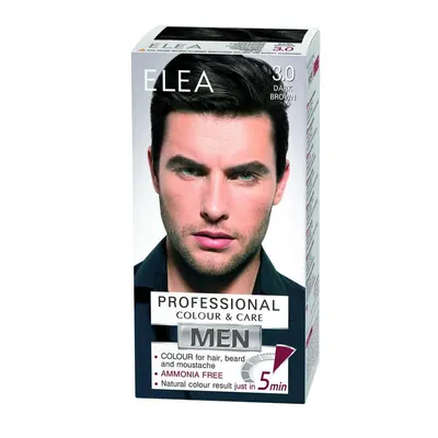 Vopsea barbati pentru par, barba si mustata 3.0 - Saten Inchis, Elea Professional | 100 ml