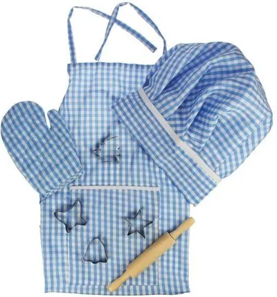 Set de gatit pentru copii Bigjigs - De imbracat, albastru