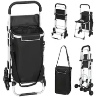 HOMCOM Cărucior de Cumpărături cu Geantă Impermeabilă de 40L, 46x59.5x97 cm, Negru și Argintiu | Aosom Romania