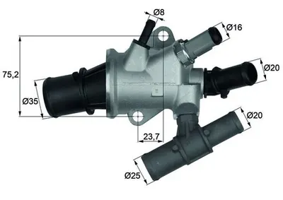 Termostat lichid racire (88 C, in carcasa) potrivit FIAT DOBLO, DOBLO MINIVAN 1.9D 10.01