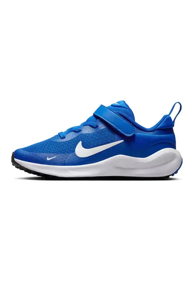 Pantofi Revolution 7 cu amortizare si velcro - pentru alergare - Albastru royal/Alb murdar/Albastru