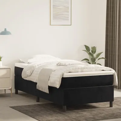 vidaXL Cadru de pat cu arcuri, negru, 90x190 cm, catifea