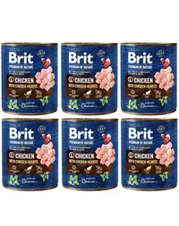 BRIT Premium by Nature chicken, hearts 6x800 g pui si inimi de pui, conserve hrana caini