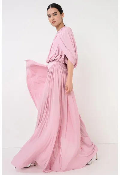 Fusta maxi cu pliuri Alchemy - Roz deschis