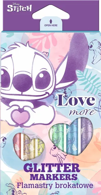 Set markere cu brocart Cool Pack Disney - Stitch Pastel, 6 culori