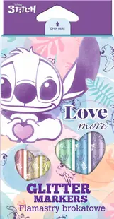 Set markere cu brocart Cool Pack Disney - Stitch Pastel, 6 culori